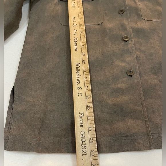 Evelyn & Arthur 100% Linen shirt, jacket, size, large  brown olive color career - Picture 5 of 9